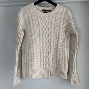 Jeanne Pierre Cream Cable Knit Sweater 100% Cotton EUC